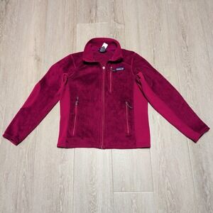 Patagonia R2 Polartec Thermal Pro Fleece Jacket Magenta‎ Womens Small Distressed